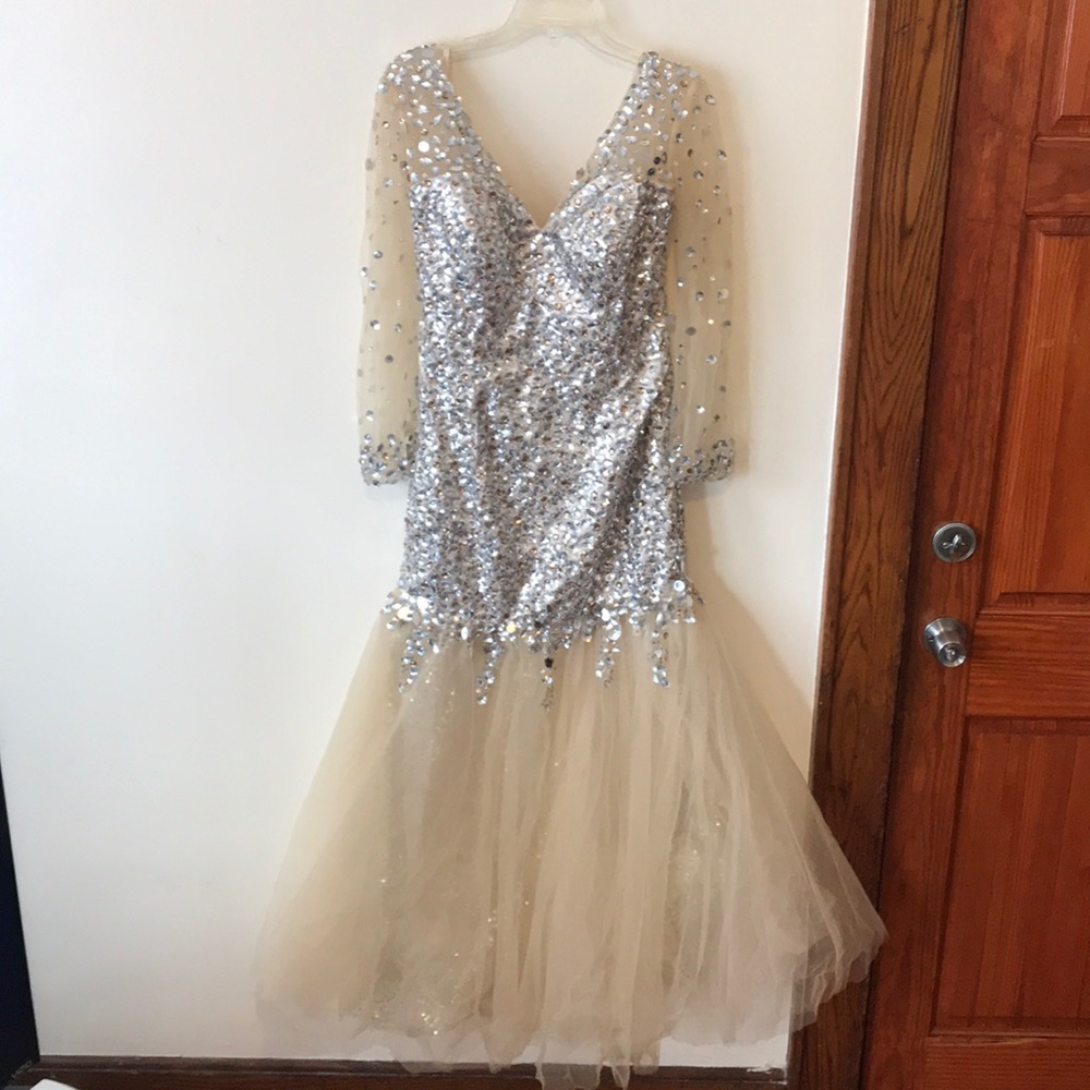 Mesh long sleeve dress